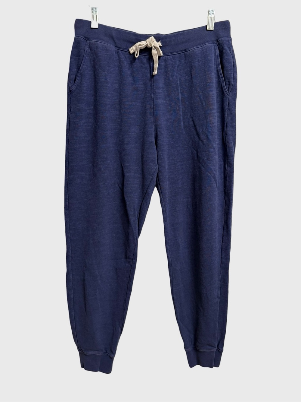 J. Crew Women's Vintage Cotton Terry Joggers Size M Blue Pockets Soft Gym Fleece